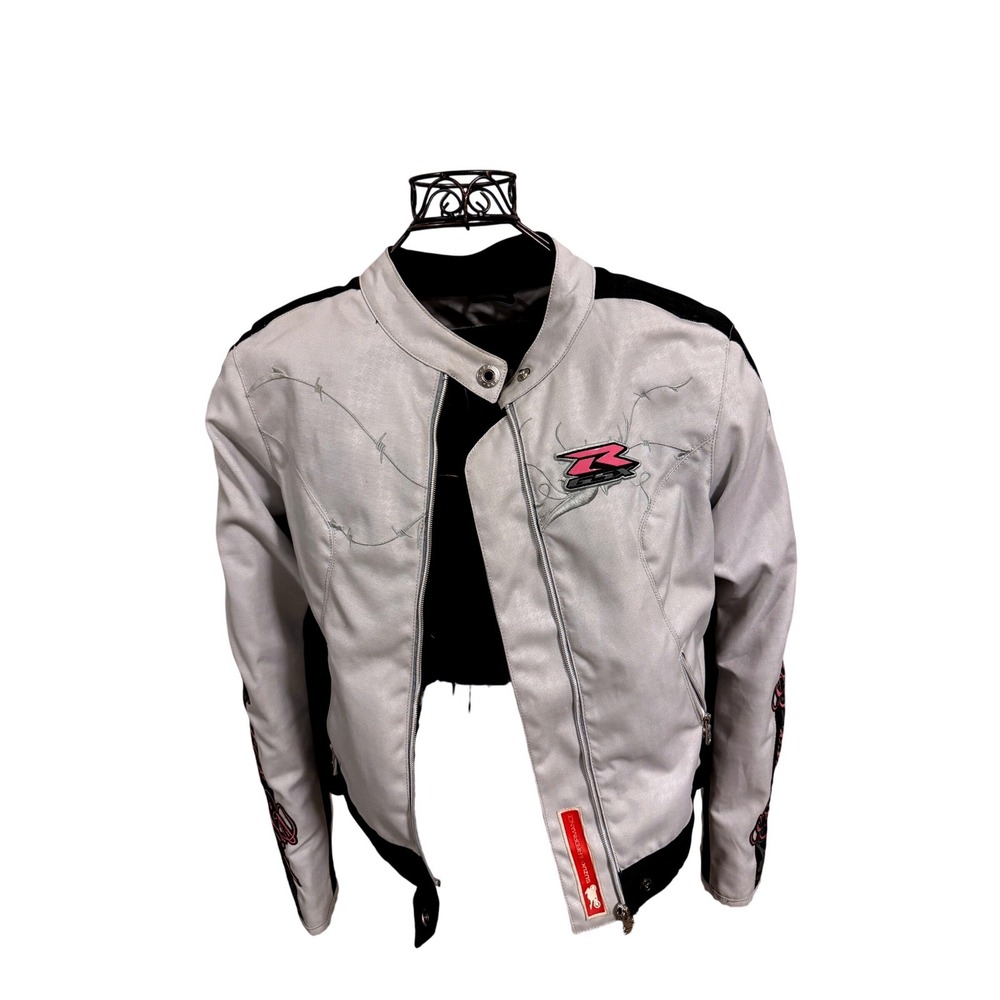 RARE Suzuki Motorcycle Women's Jacket Grey Pink Riding Gear GSX-R Gixxer Small